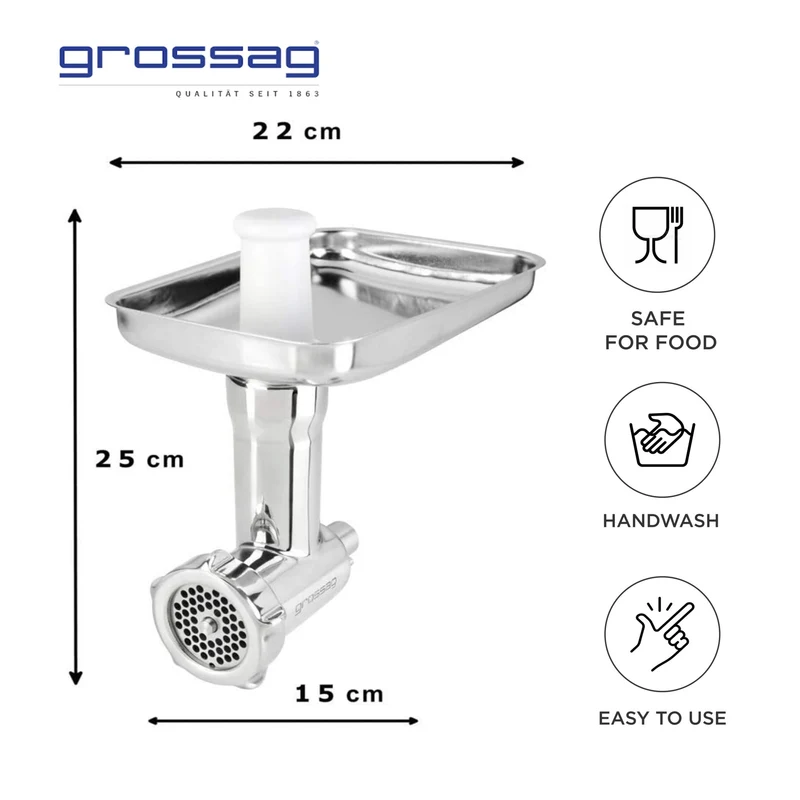 grossag Fleischwolf Vorsatz aus Leichtmetall - für KitchenAid Küchenmaschinen