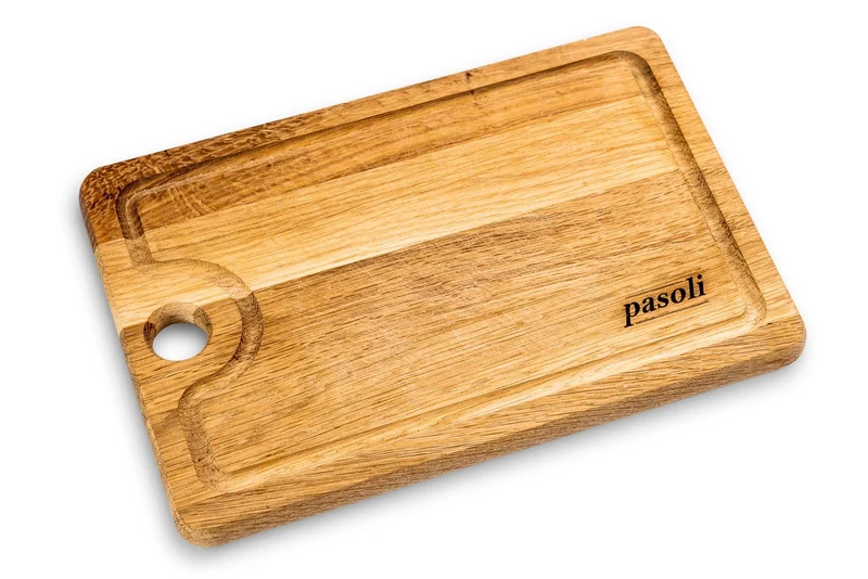 pasoli Schneidebrett aus robusten Eichenholz 30 x 20 x 2 cm - Messer schonend