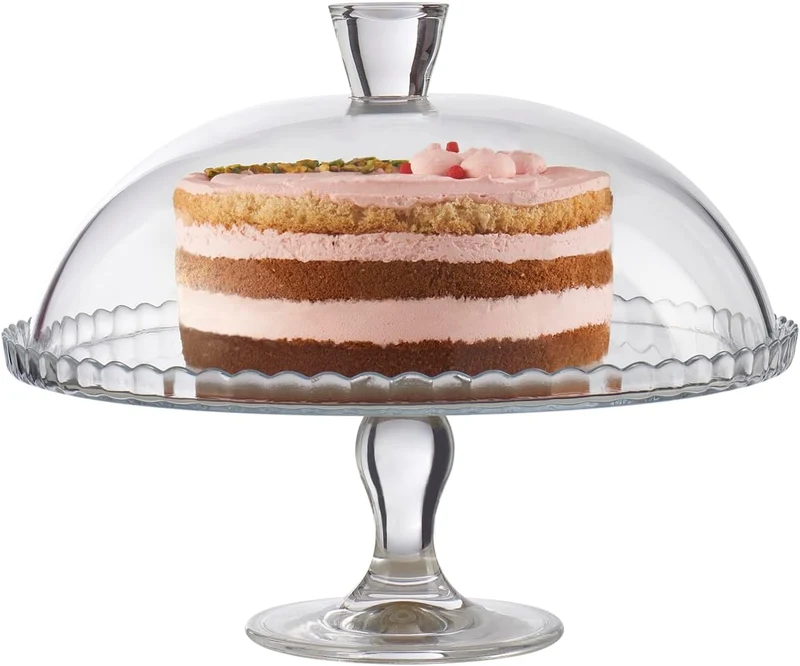 Pasabahce Patisserie 95200 - Tortenplatte mit Fuß und Haube, Glas Durchmesser: 32cm