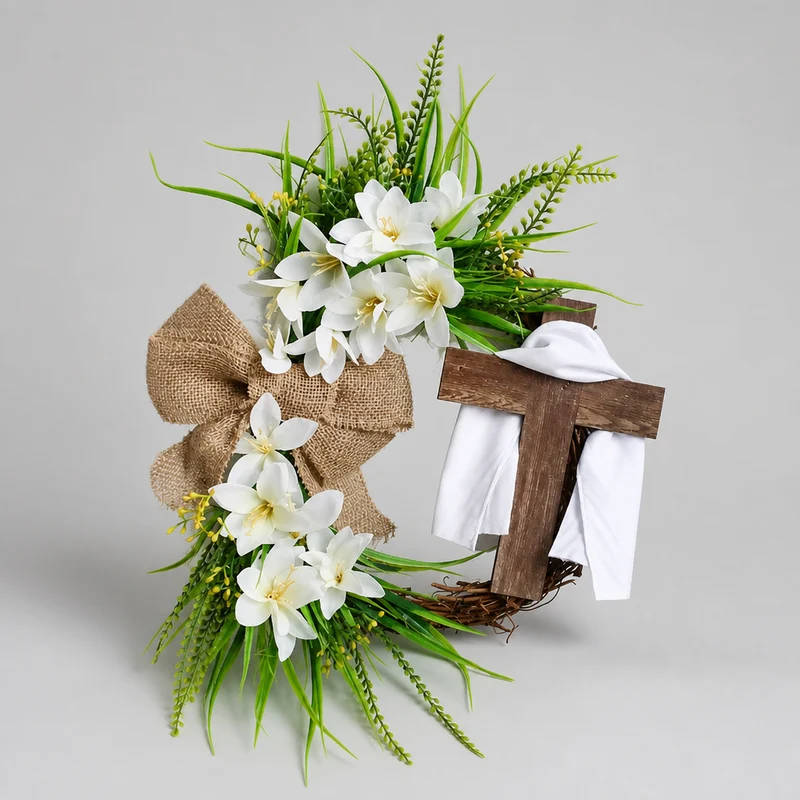 GRACEBLOOM – Decorative Wreath and Cross for Tranquil Spaces