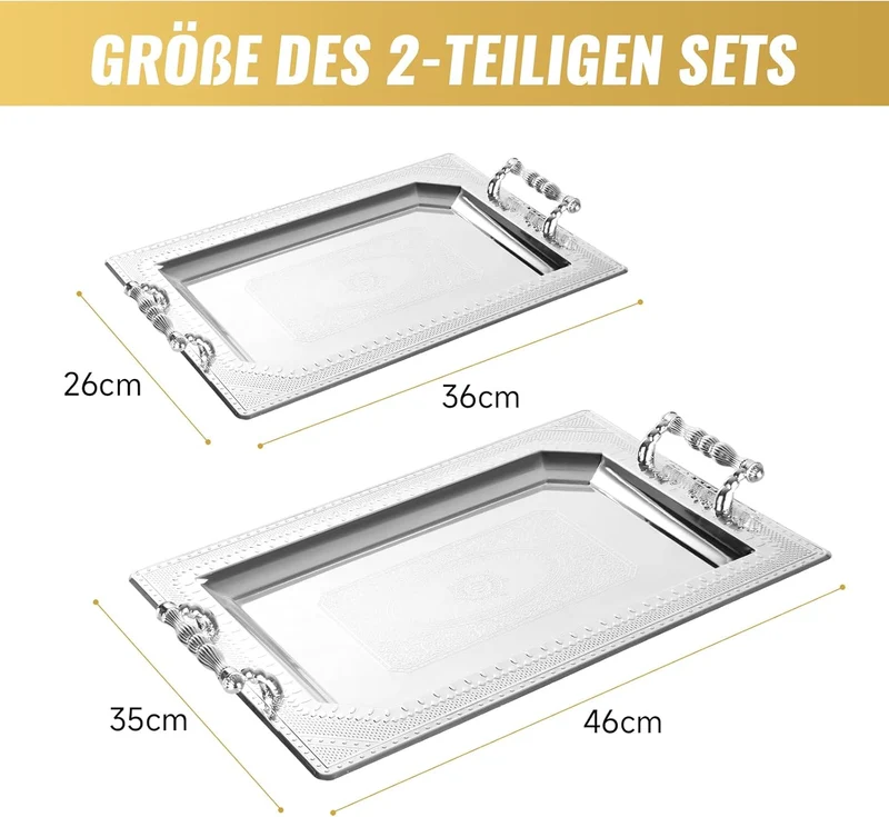 Praktische Tablett-Set Servierplatten-Set 2X Servierplatten mit Griffen