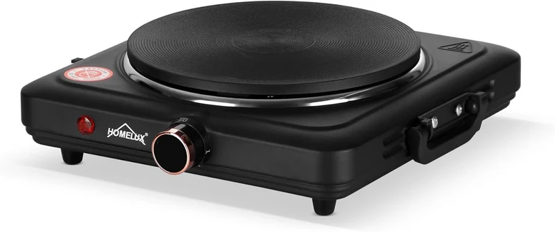Homelux Kochplatte 1000 / 1500 / 2000 / 2500W Herdplatte, Einzeln Regelbare 5 Heizstufen, Edelstahl Kochfeld für Küche, Büro oder Camping