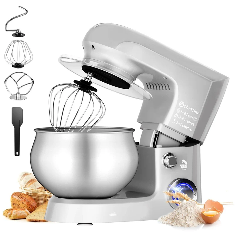 Küchenmaschine 2000W ,5L Edelstahlschüssel Knetmaschine mit 6. Gang, Große Küchenmaschine 5L 2000W Knetmaschine Rührmaschine Rührgerät