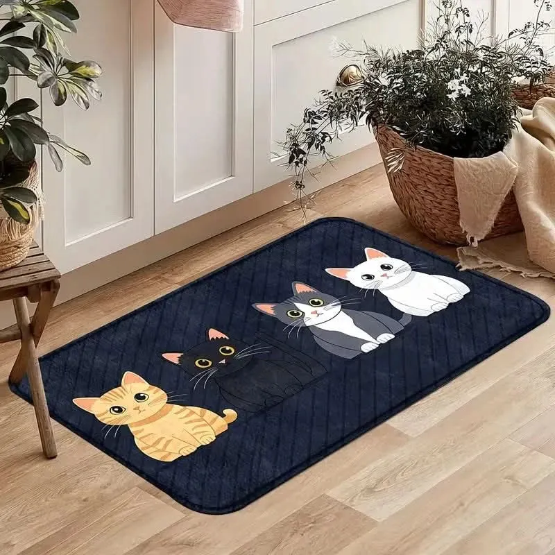 MEOWLIVA – Playful Cat Stripe Kitchen Mat for Cozy Spaces