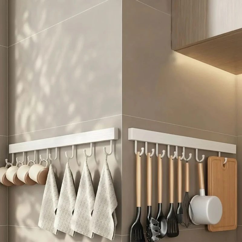 RAILFLOW – No-Drill Kitchen Hanger Rack for Everyday Organization