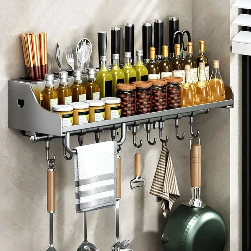 SPICELUXE – Metal Kitchen Rack with Practical Hanging Hooks