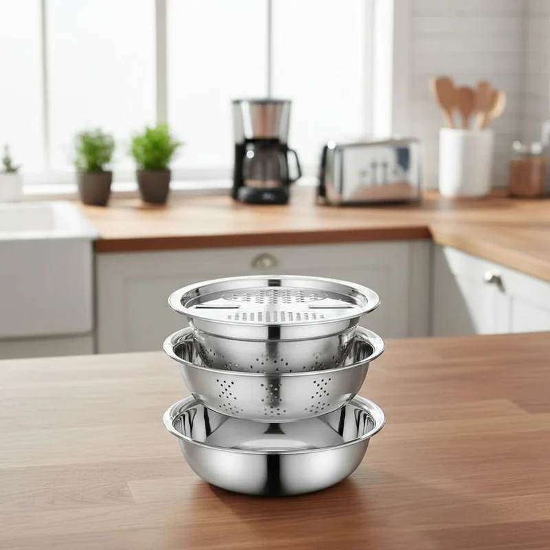 VEGGIELIVA – Stainless Steel Potato & Vegetable Slicer Set