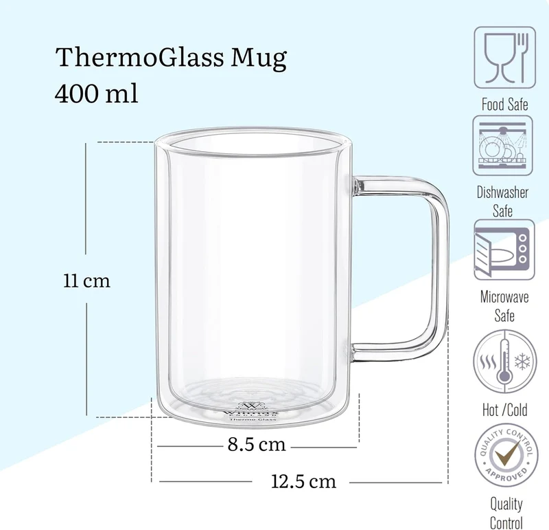 Wilmax Doppelwandiger Becher 400 ml Transparent WL-888720/A