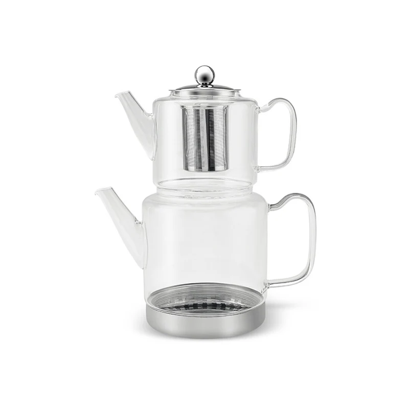 Schäfer Home Kays Doppel-Glasteekanne - Induktion, 1L & 2L, klar