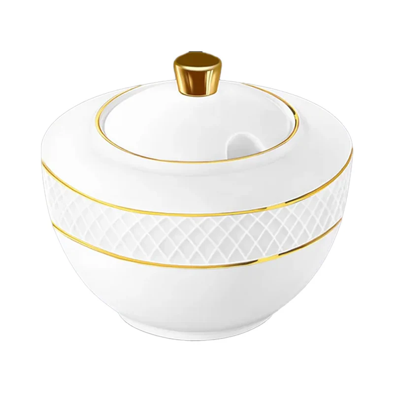 Wilmax Diamond Gold Zuckerdose 340 ml Weiß Porzellan