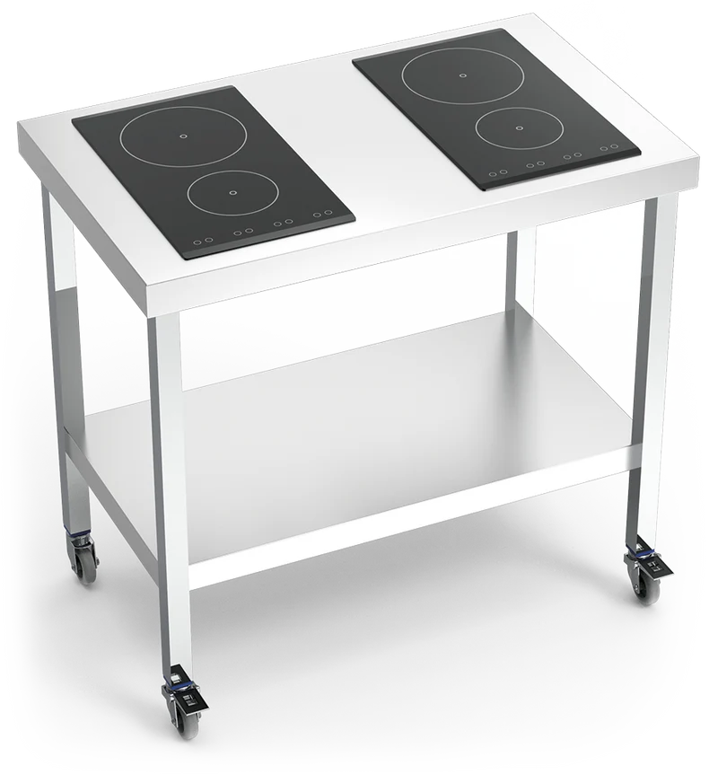 Cuisinière inox professionnelle induction portable 4 foyers