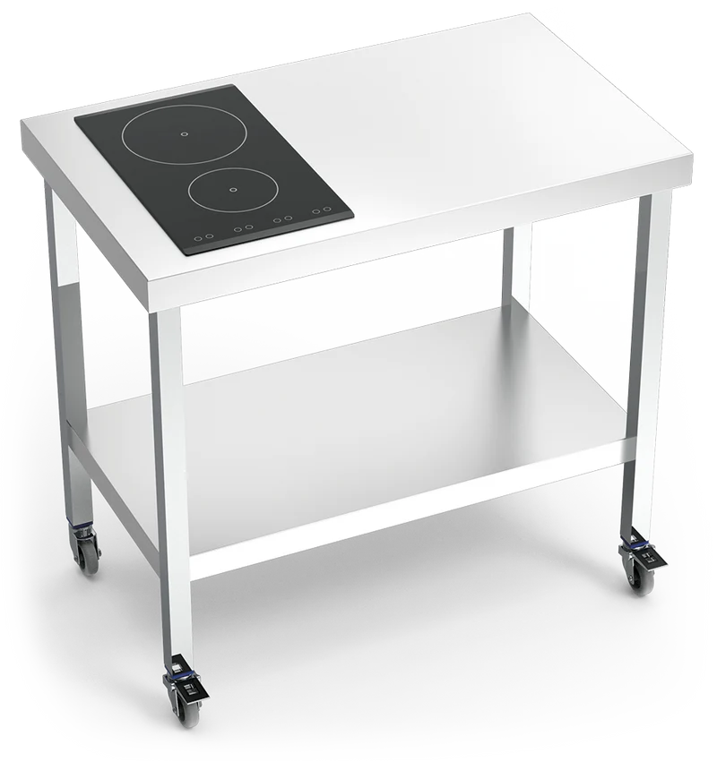 Cuisinière inox professionnelle induction portable 2 foyers à gauche
