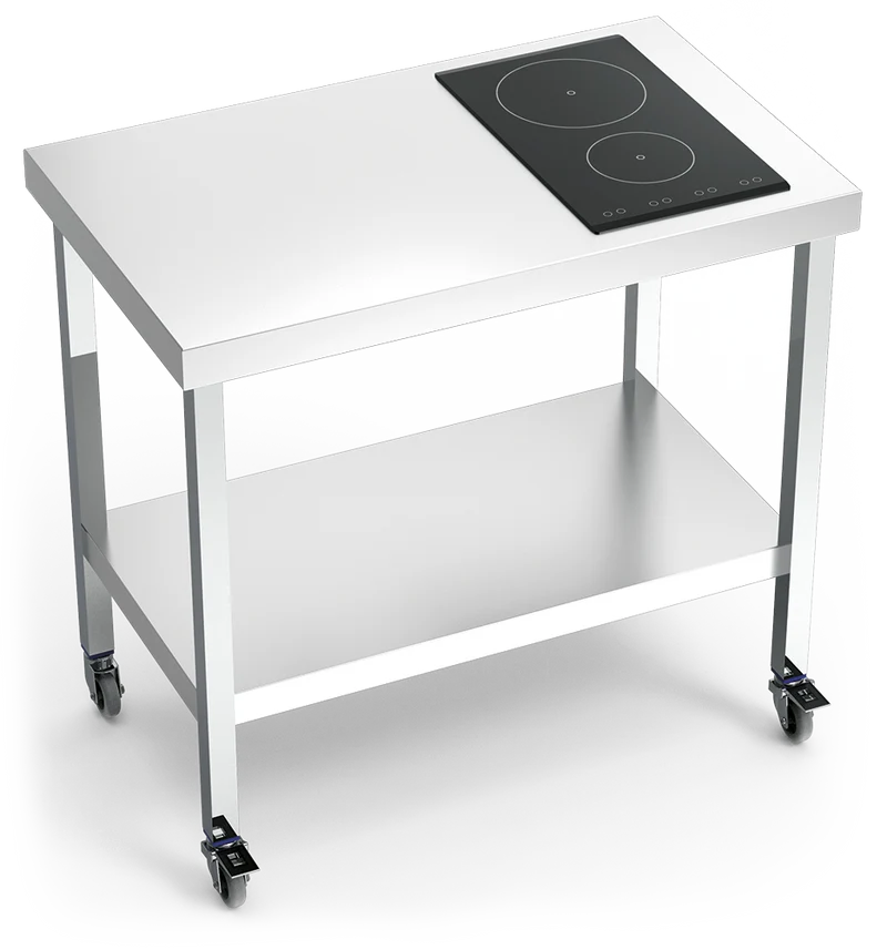 Cuisinière inox professionnelle induction portable 2 foyers à droite