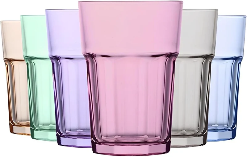 Aras Coral 6er Set Trinkgläser Bunt 365ml – Longdrinkgläser Wassergläser & Saftgläser