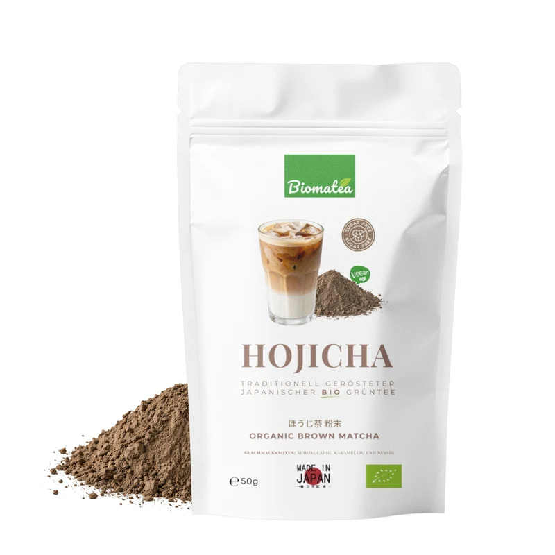 Bio Hojicha Pulver aus Japan 50g, Traditionell Gerösteter Grüntee, Zuckerfrei Vegan Glutenfrei
