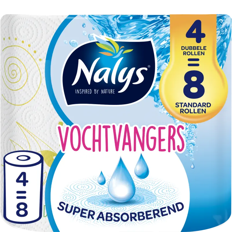 Nalys Vochtvangers keukenpapier 4=8 rol