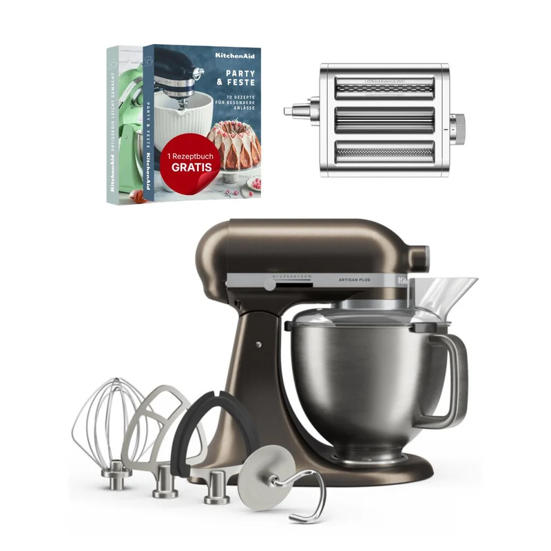 KitchenAid 4,7 L 5KSM50 Artisan Plus Küchenmaschine Pastalover mit 3-in-1 Nudelvorsatz