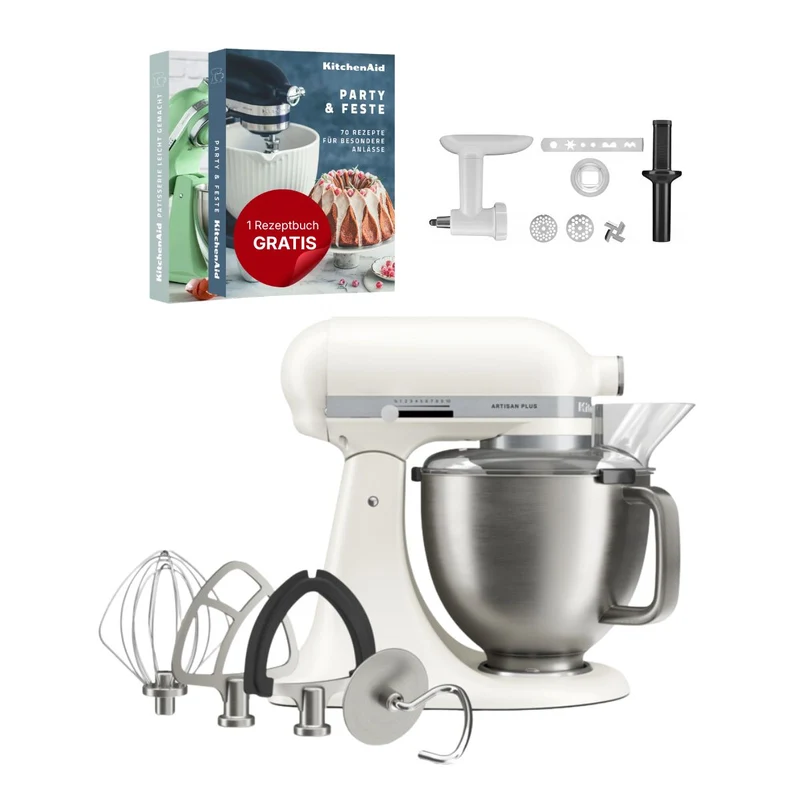 KitchenAid 4,7 L 5KSM50 Artisan Plus Küchenmaschine Cookielover mit Fleischwolf + Spritzgebäckvorsatz