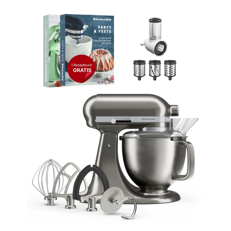 KitchenAid 4,7 L 5KSM50 Artisan Plus Küchenmaschine Beginnerset mit Gemüseschneider