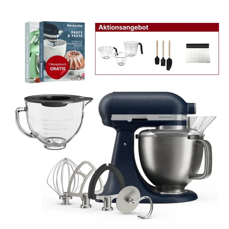 KitchenAid 4,7L 5KSM50PKVE Küchenmaschine - Artisan Plus mit GRATIS Glasschüssel