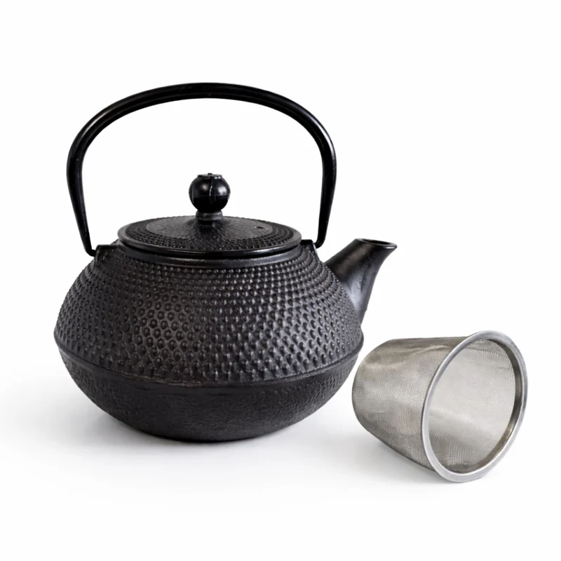 Gusseisen japanische Teekanne mit Edelstahl Teesieb, 800 ml, Schwarz