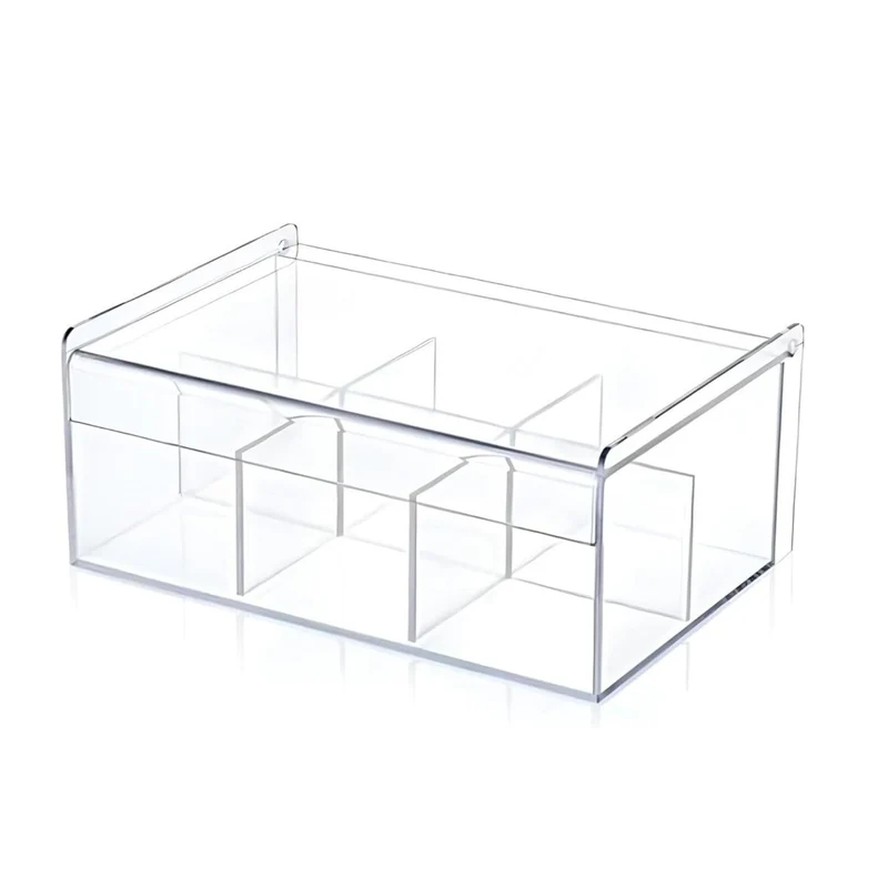Acryl Teebox & Schmuck-Organizer – Transparente Aufbewahrungsbox mit 6 Fächern
