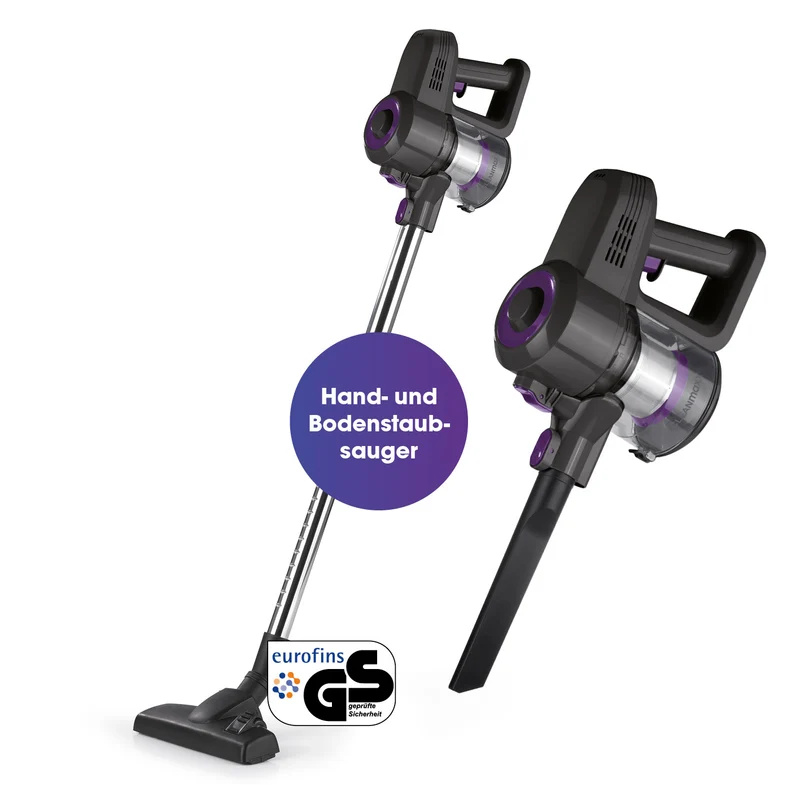 CLEANmaxx Akku-Zyklonsauger 2in1 - Hand- & Bodensauger kabellos, ladbar, 3 Düsen
