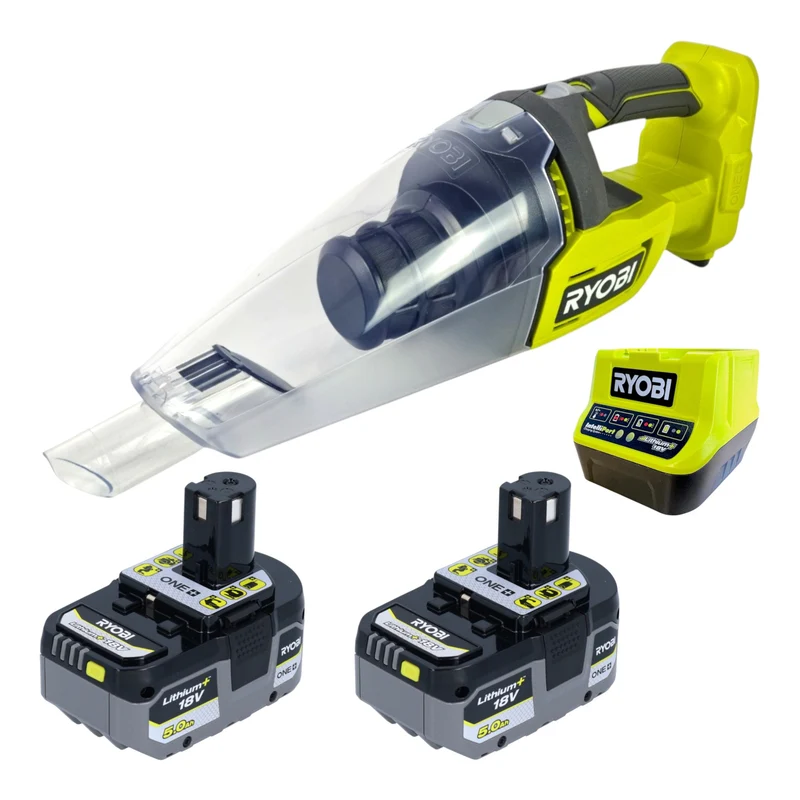 RYOBI RHV18-0 Akku Handsauger 18 V 600 ml + 2x Akku 5,0 Ah + Ladegerät