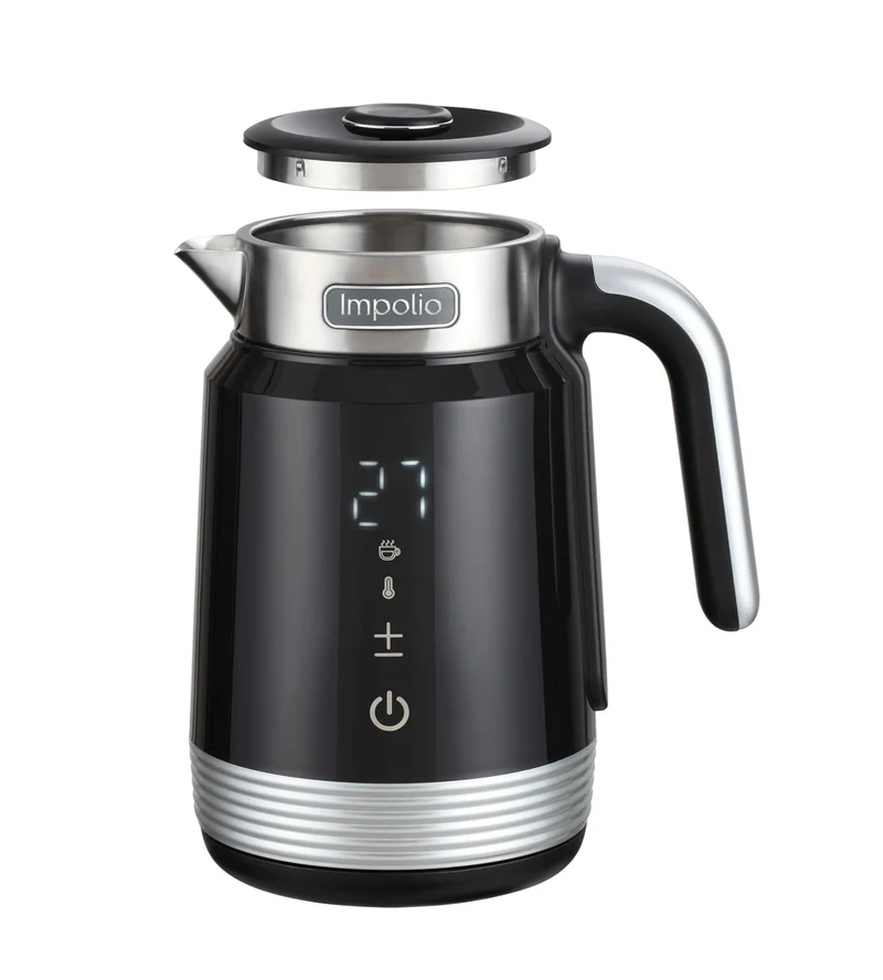 Retro Novo Wasserkocher Doppelwandig Edelstahl 1.7 Liter, 2200W, Schwarz-Silber