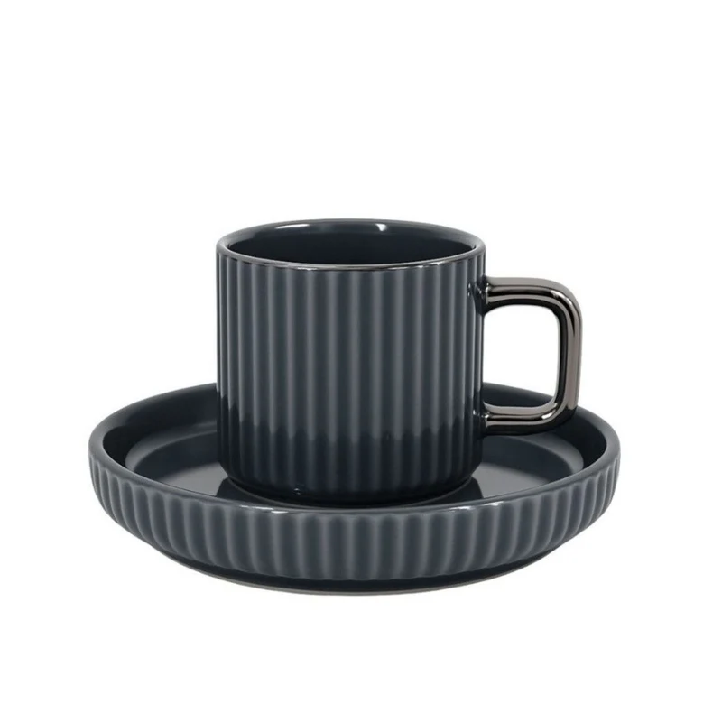 12tlg. Mokka Kaffee Tassen Set, aus Porzellan 100ml, Relief-Design