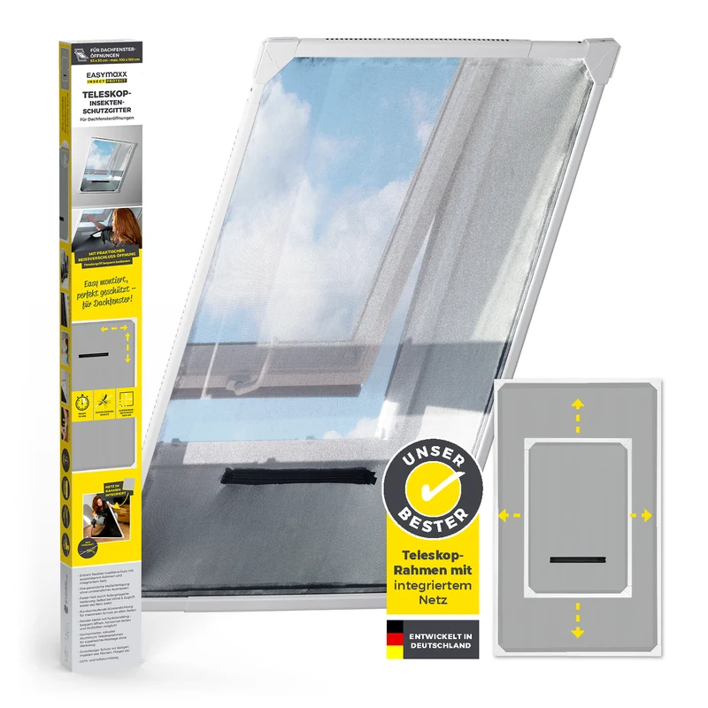 EASYmaxx Insect Protect Teleskop-Insektenschutzgitter für Dachfenster