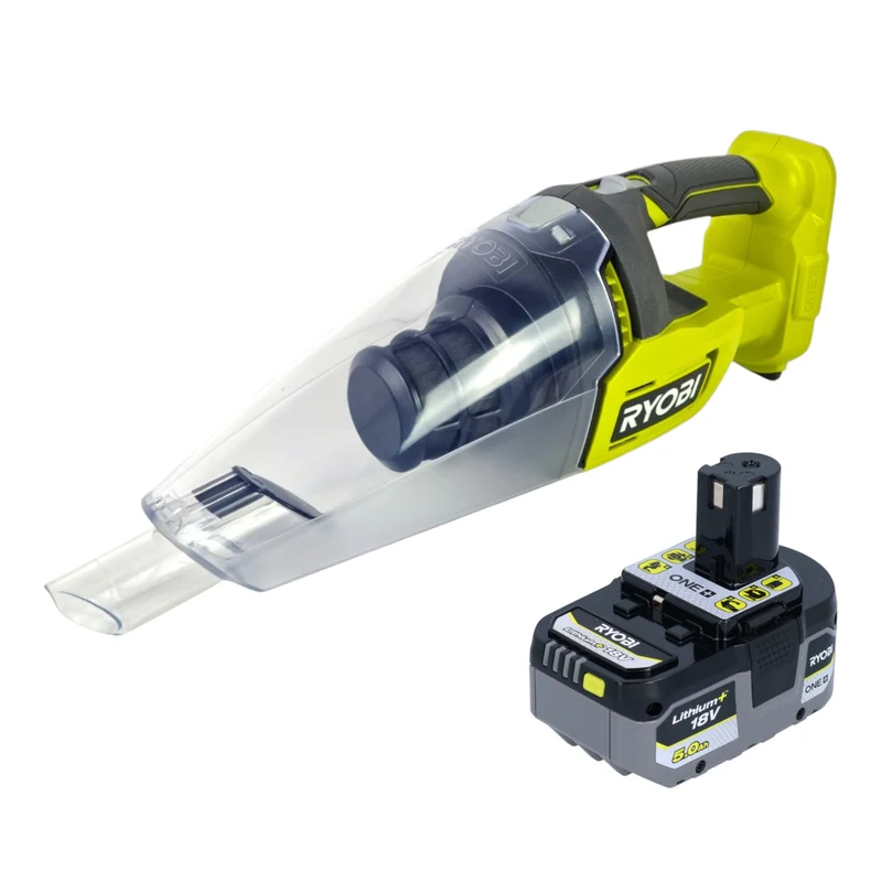 RYOBI RHV18-0 Akku Handsauger 18 V 600 ml + 1x Akku 5,0 Ah - ohne Ladegerät