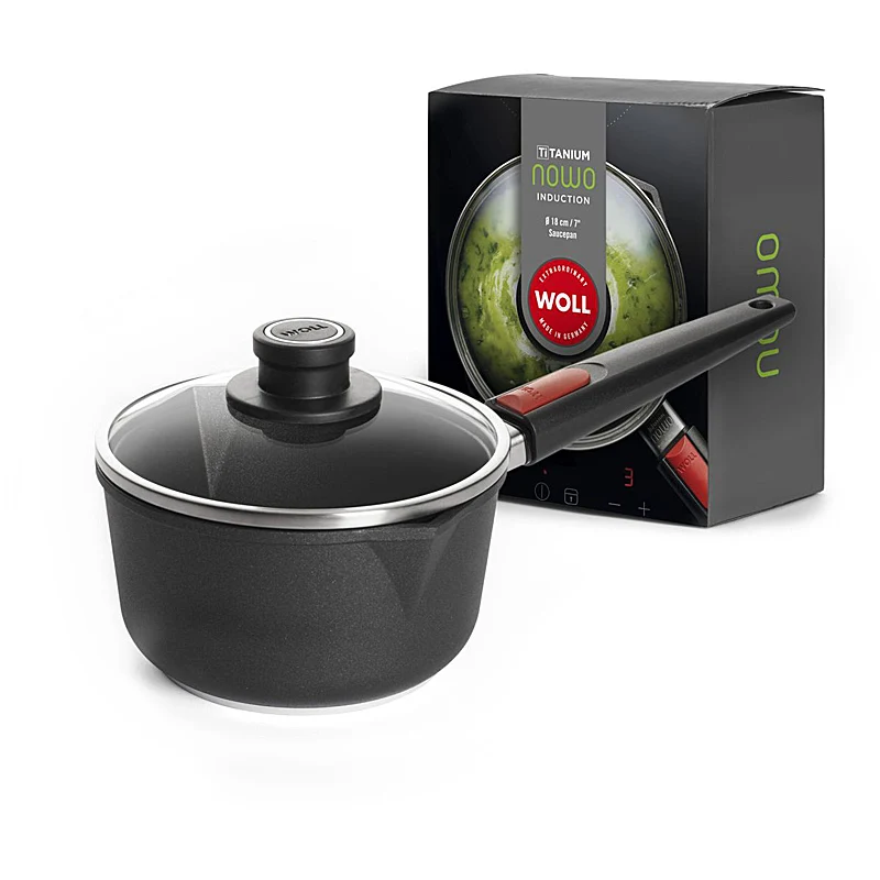 WOLL Nowo Titanium Induction Stieltopf Ø 18 cm 2L - abnehmbarer Griff, inkl. Deckel