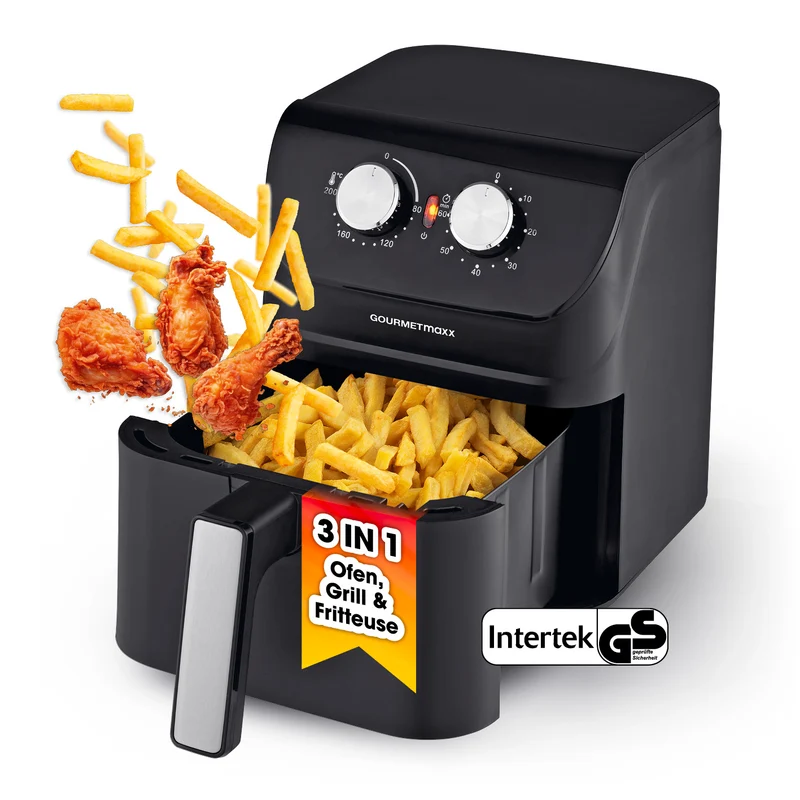 GOURMETmaxx Heißluftfritteuse 4 L - 3 in 1: Heißluftofen, Grill & Fritteuse
