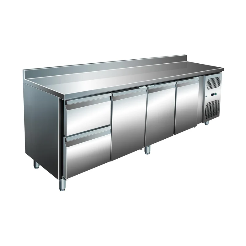 VIP Kühltisch mit 1x 2 Schubladen und 3 Türen und Aufkantung -2 bis +8°C 2.230x600x960 mm