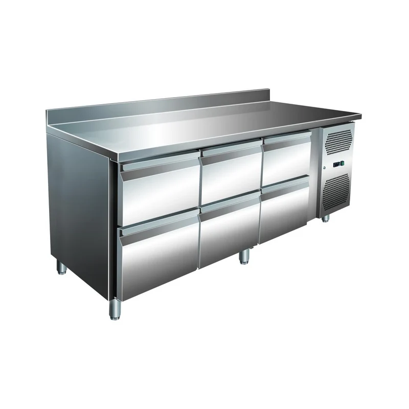 VIP Kühltisch mit 3x 2 Schubladen und Aufkantung -2 bis +8°C 1.795x600x960 mm