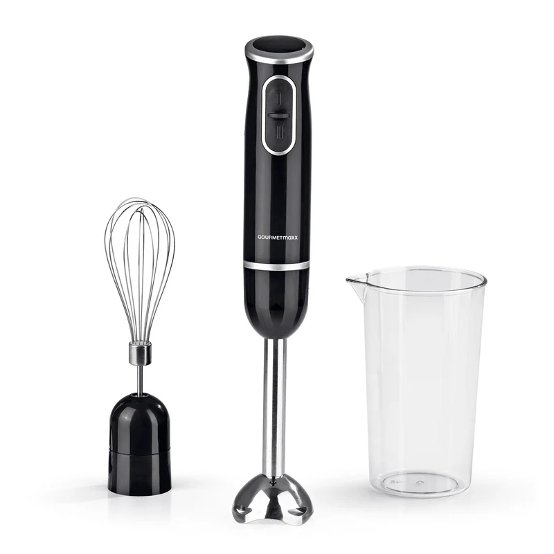 GOURMETmaxx Stabmixer inkl. Rühraufsatz und Messbecher - schwarz/chrom