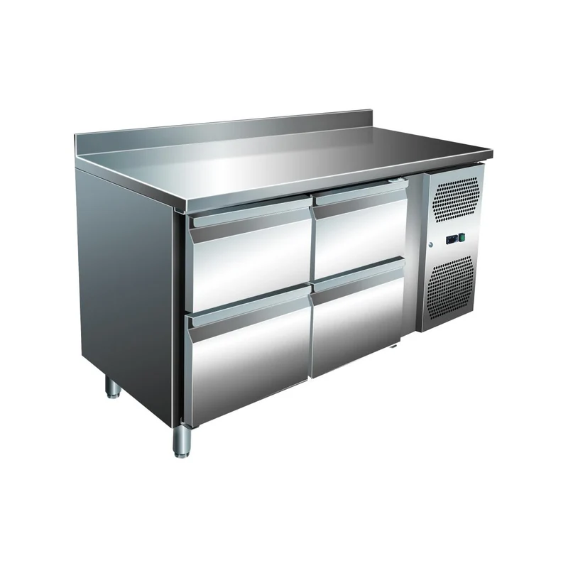 VIP Kühltisch mit 2 x 2 Schubladen und Aufkantung -2 bis +8°C 1.360x600x960 mm