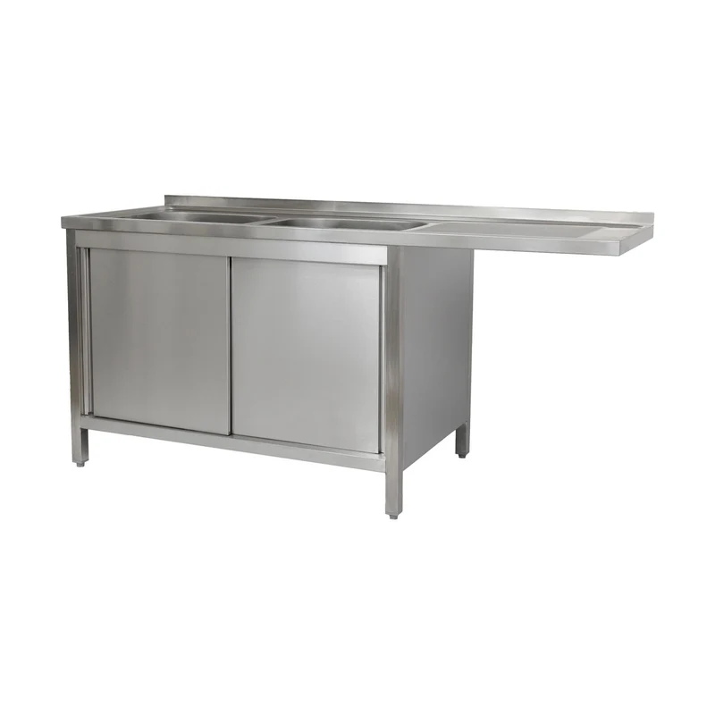 Spülzentrum 1500 x 600 x 850 mm 2 Becken links 600 mm Tiefe