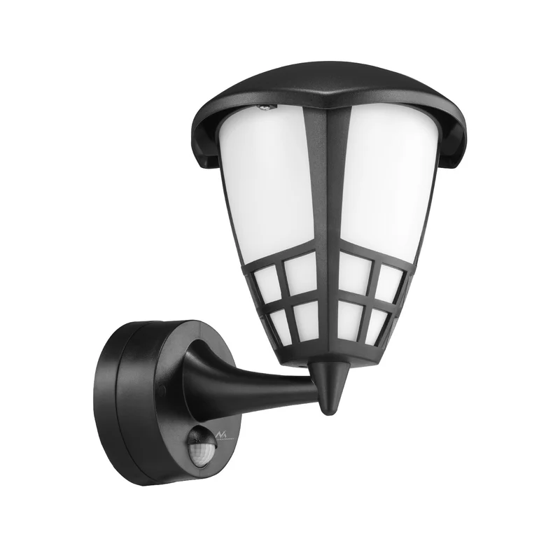 Wandleuchte 1xE27 mit Sensor Maclean, Infrarotsensor, max. Belastung 60W, IP65, schwarz, MCE518 B + LED-Glühbirne E27, 11W 230V Maclean Energy MCE280 WW warmweiß 3000K 1500lm retro edison dekorativ A60