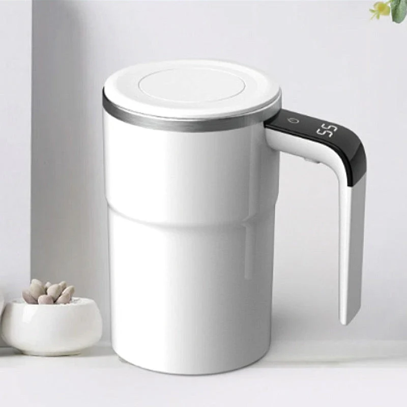 Selbstrührende Tasse | Magnetische Rührfunktion mit Temperaturanzeige & Edelstahl für Kaffee, Shakes und Getränke