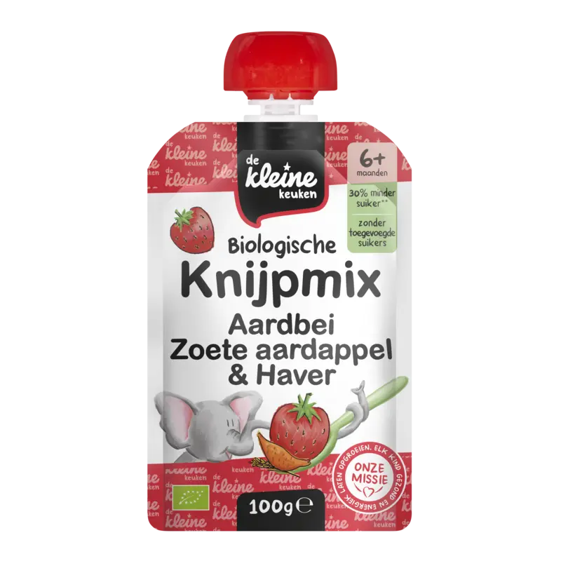De Kleine Keuken Knijpmix aardbei zoete aardappel 6m+