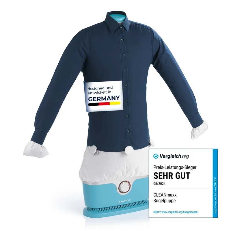 CLEANmaxx Hemdenbügler PRO für Oberbekleidung - trocknet & bügelt automatisch - Blau