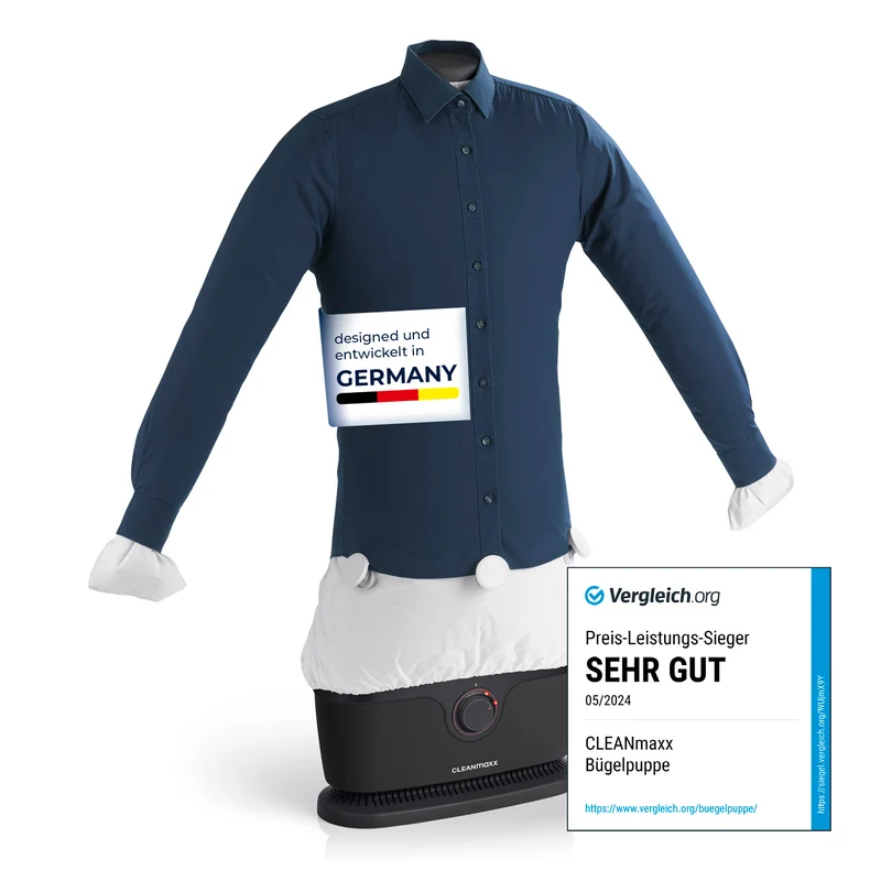 CLEANmaxx Hemdenbügler PRO für Oberbekleidung - trocknet & bügelt automatisch - Schwarz