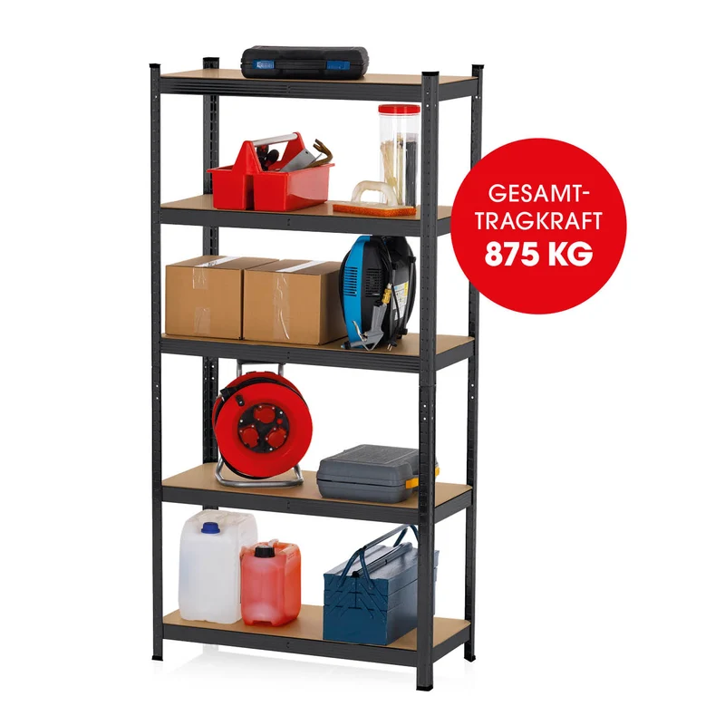 EASYmaxx 2 in 1 Schwerlastregal & Werkbank - 180 x 90 x 40 cm - 875 kg Traglast, 175 kg pro Ebene