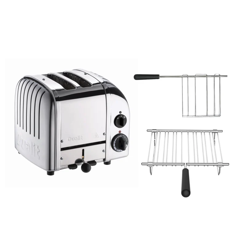 Dualit Toaster Paket 2, 2er Toaster mit Sandwichzange und Brötchenaufsatz
