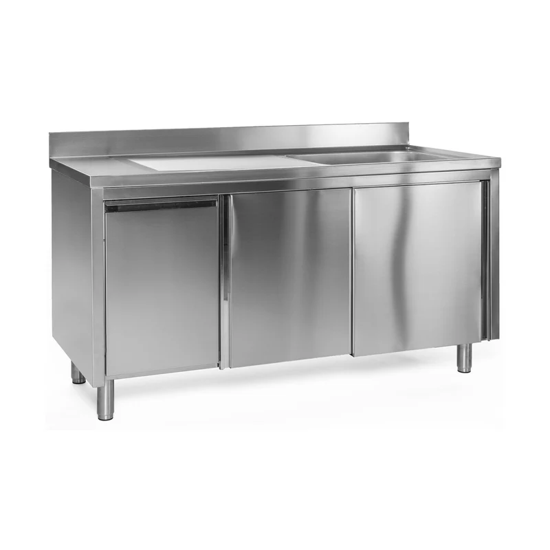 Spülschrank mit Abfallbehälter, 1 Becken links, Bautiefe 600 mm – 1200x600x850 mm
