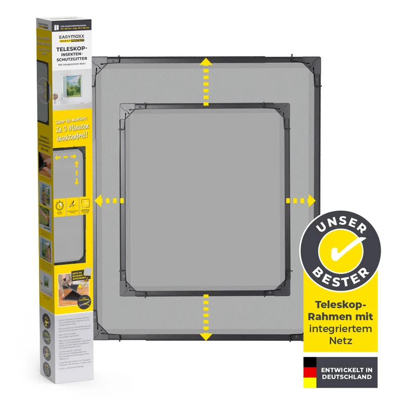 EASYmaxx Insect Protect Teleskop-Insektenschutzgitter mit Netz - anthrazit