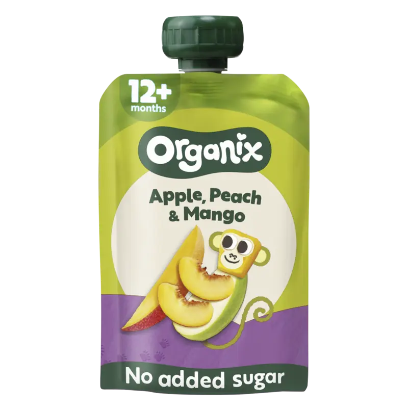 Organix Knijpfruit appel, perzik & mango 12m+