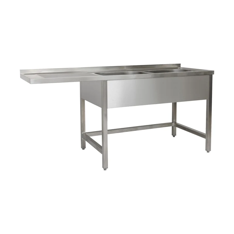 Spülzentrum 1600 x 700 x 850 mm 2 Becken rechts, mit Grundboden 700 mm Tiefe